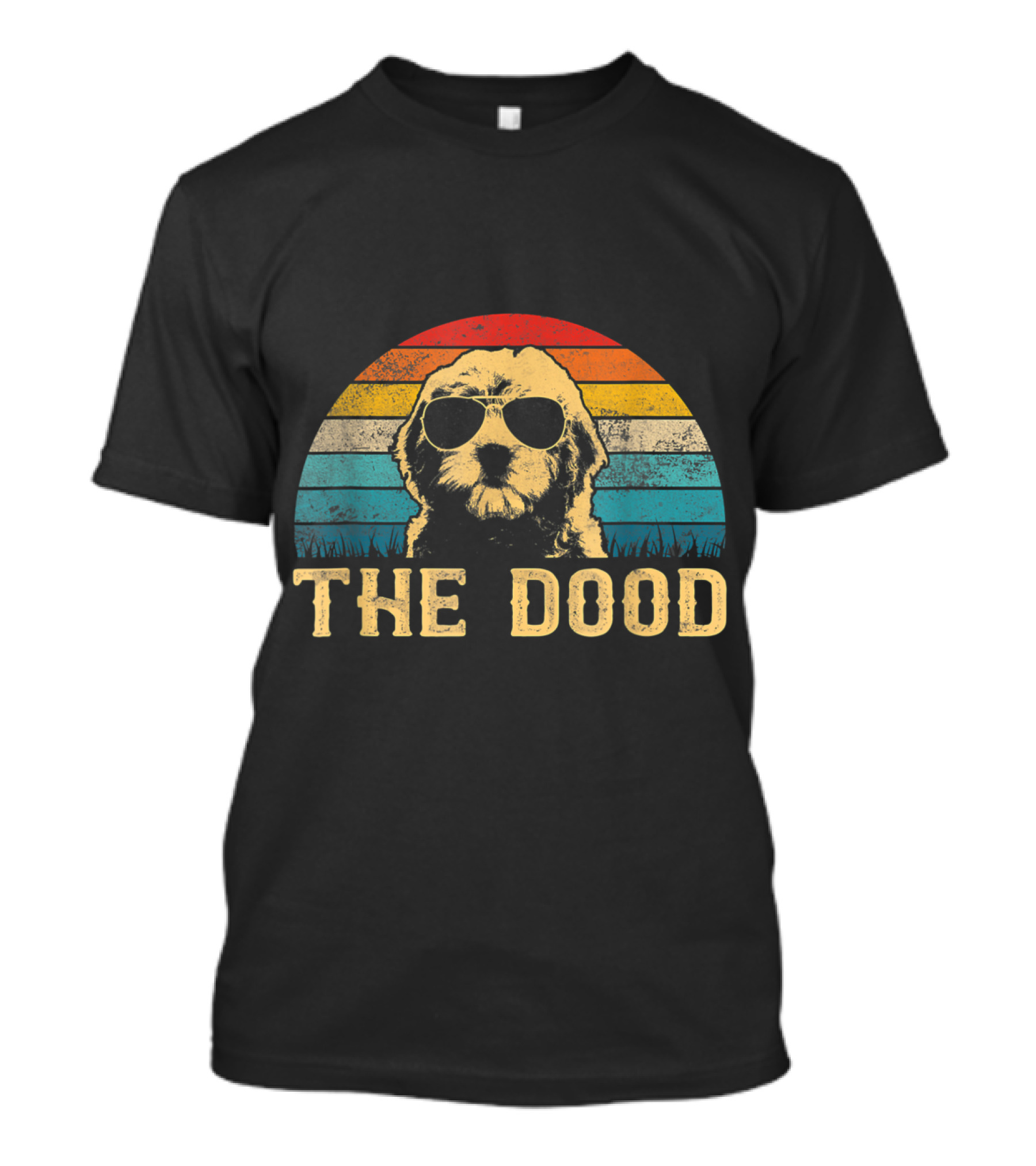 Vintage Goldendoodle The Dood Retro Sunglasses Stripes T-Shirt