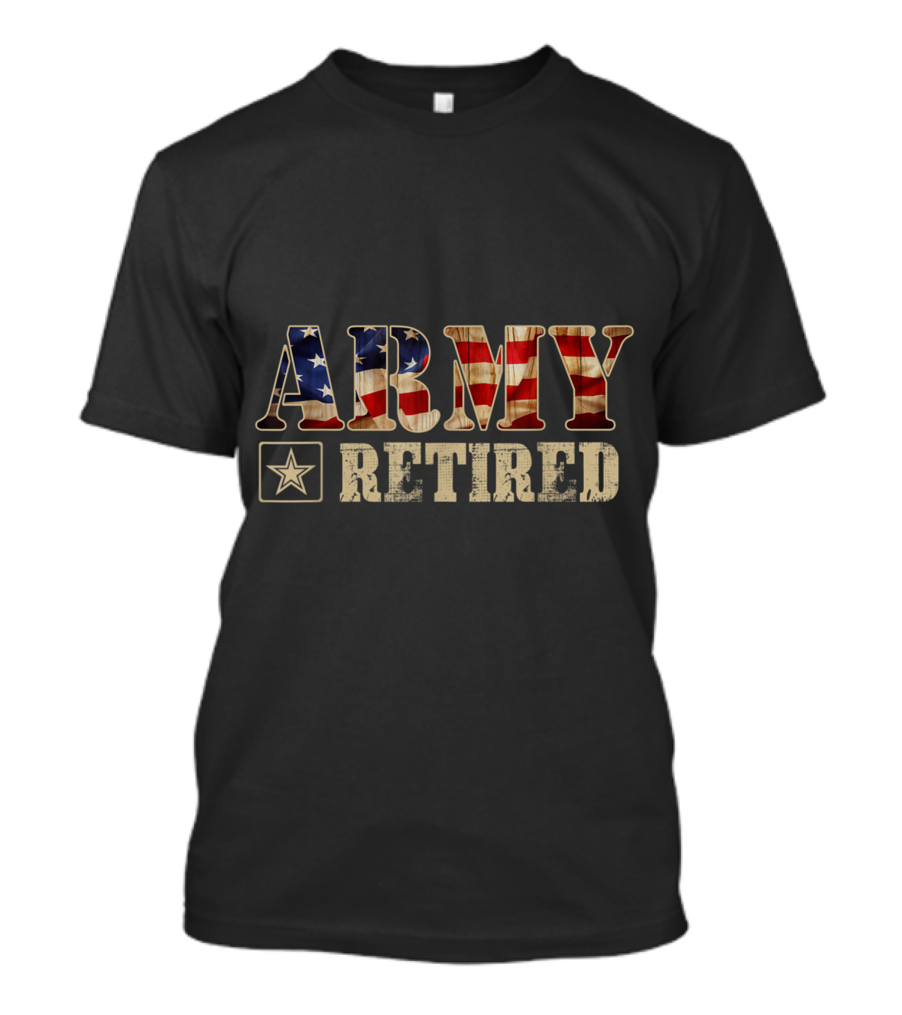 Vintage United States Army Retired American Flag Iconic Star T-Shirt