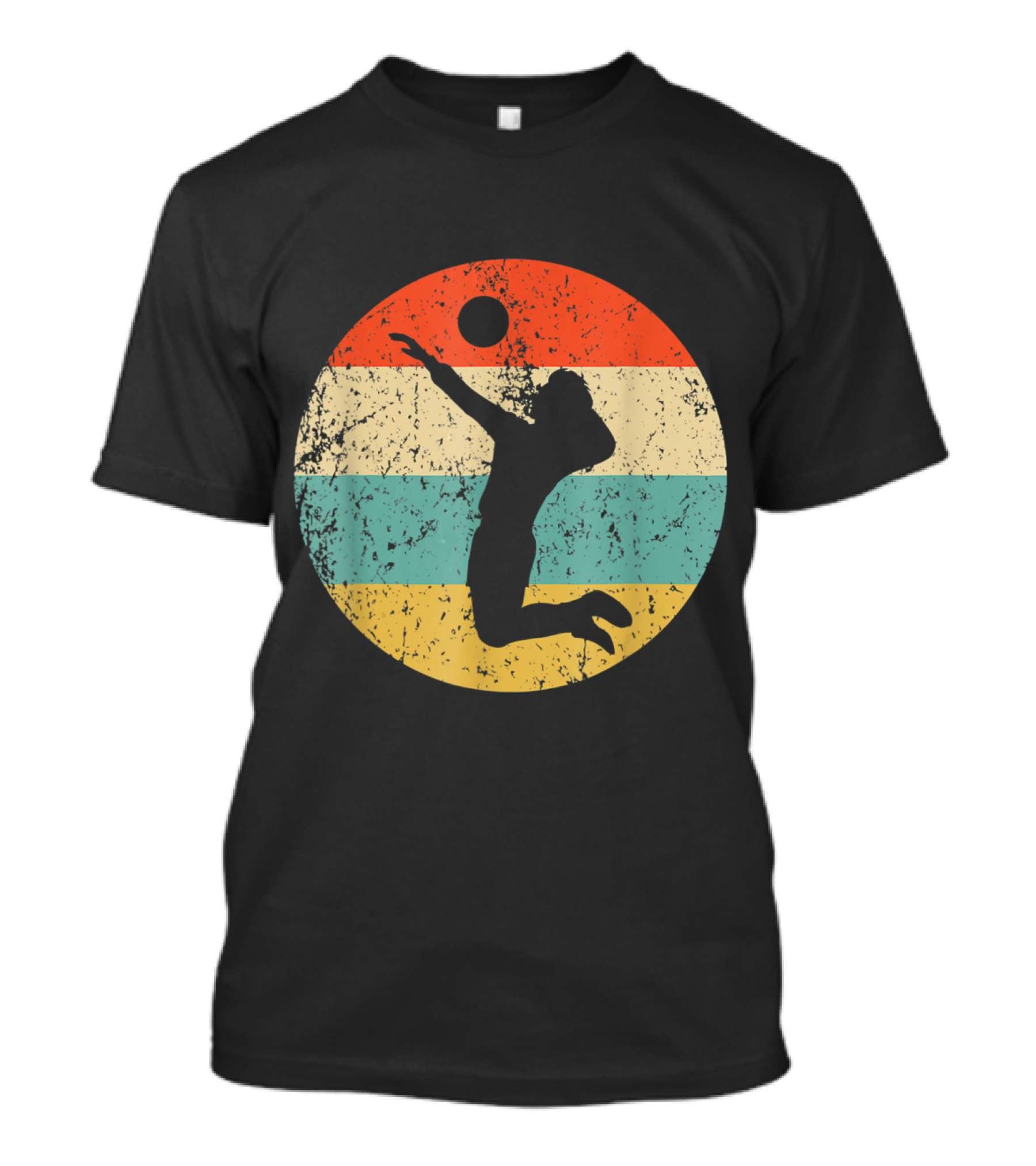 Vintage Volleyball Player Silhouette Retro Circle T-Shirt