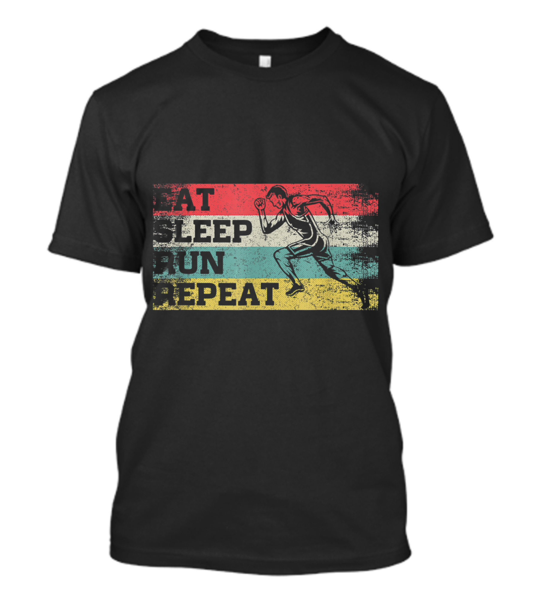 Vintage Eat Sleep Run Repeat Funny Running Runner Retro Stripes T-Shirt