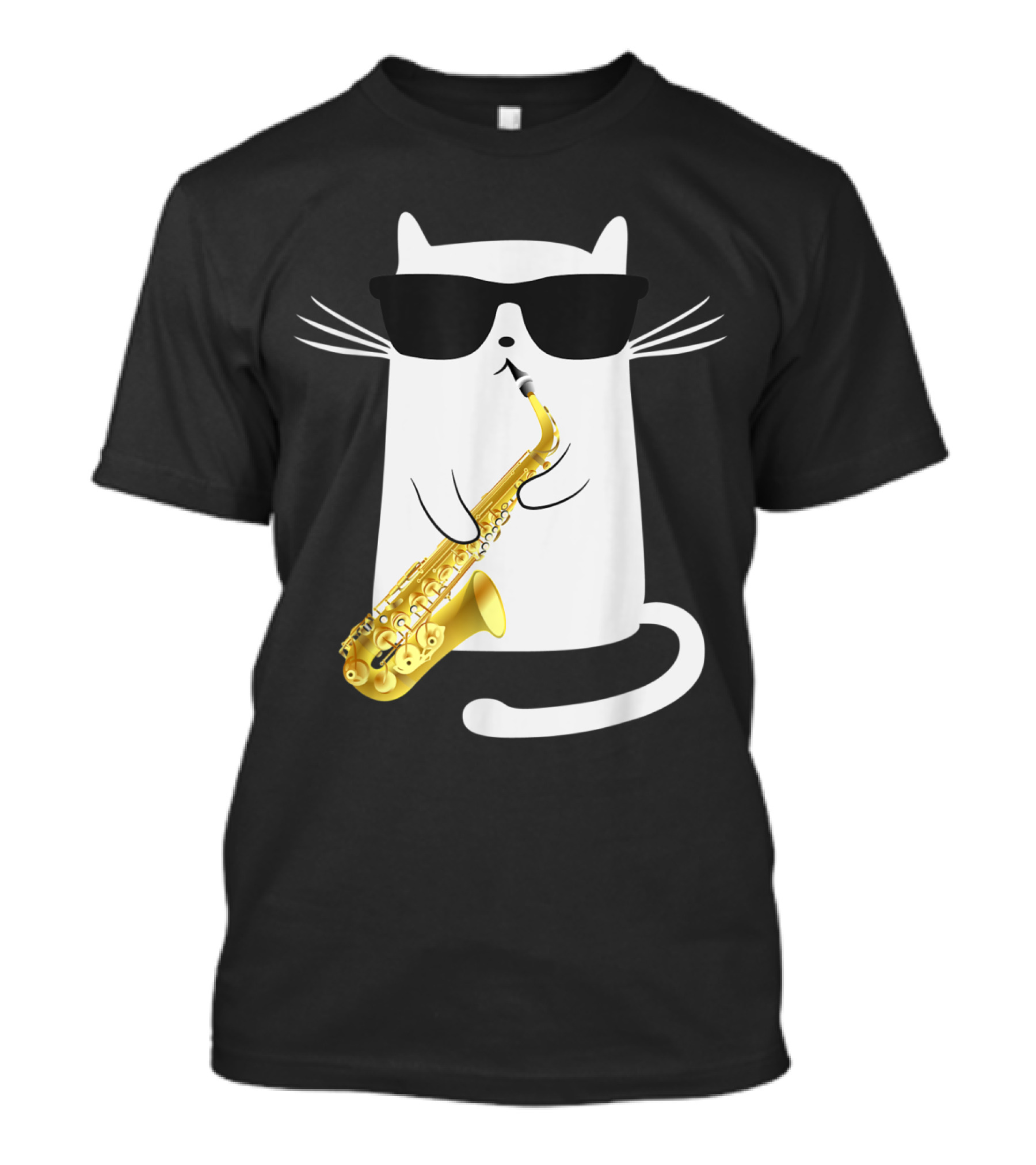 Funny Cat With Saxophone And Sunglasses T-Shirt