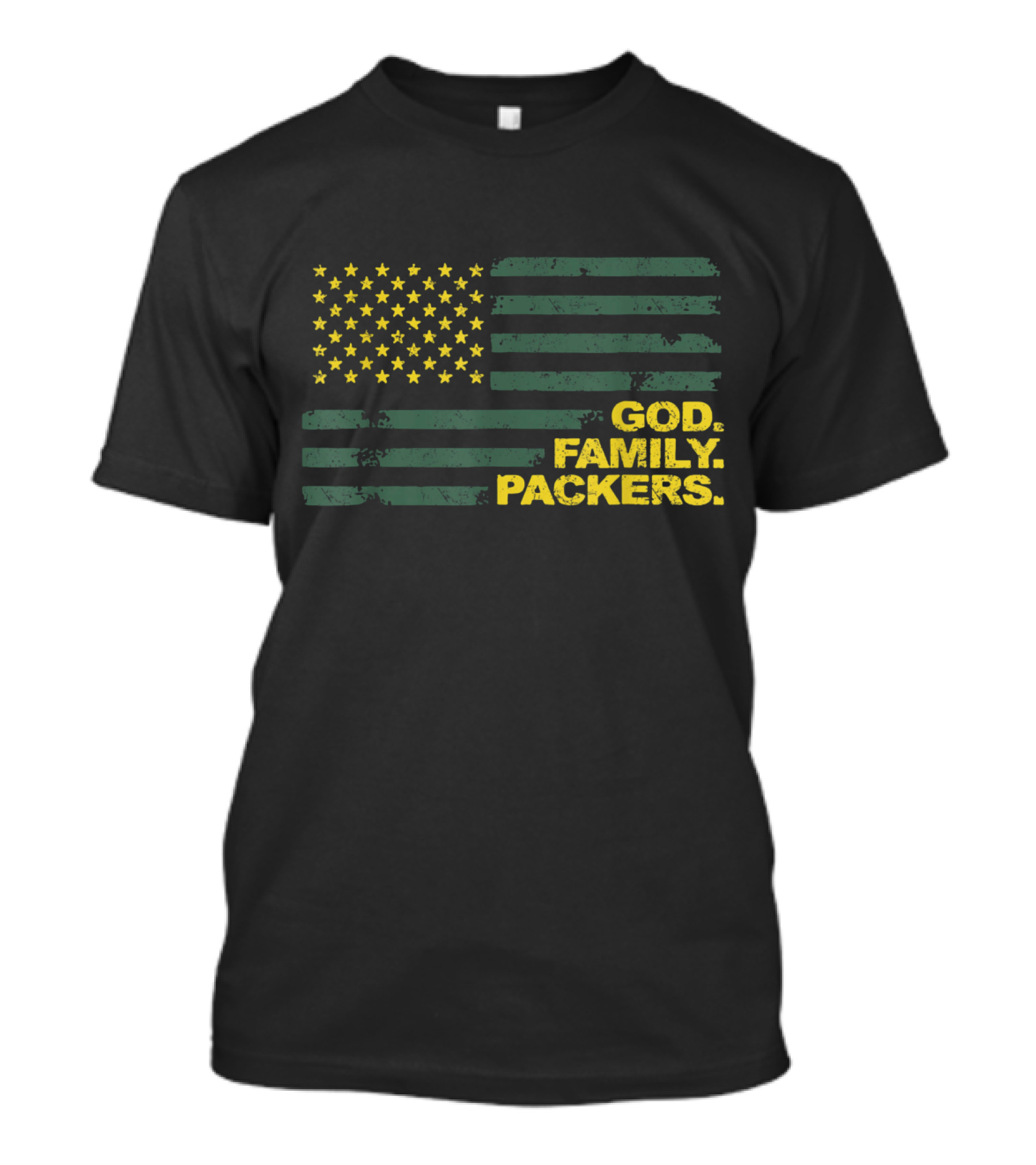 God Family Packers Us Flag Football Fan Spirit T-Shirt