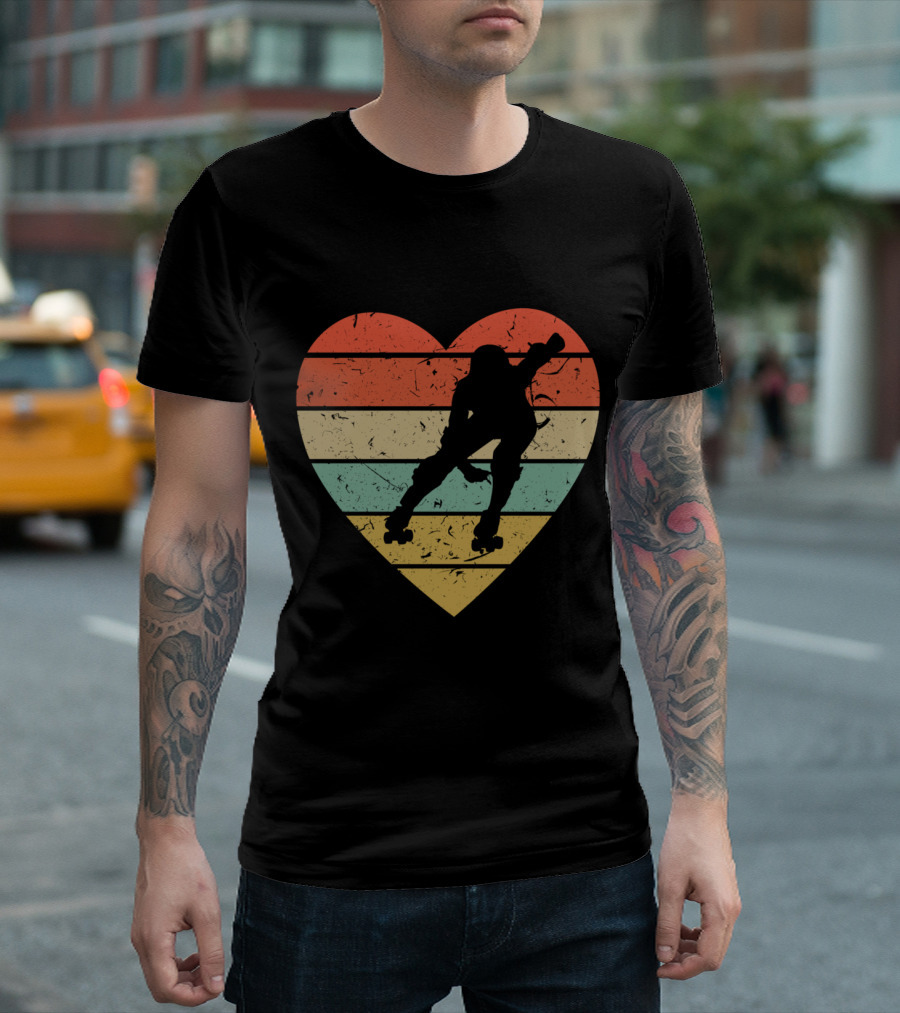 Vintage Roller Derby Skater Heart Sport T-Shirt