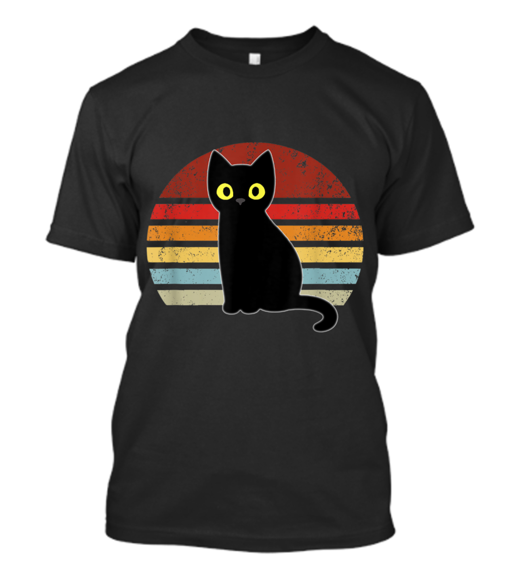 Vintage Black Cat Retro Sunset Funny Kitten T-Shirt