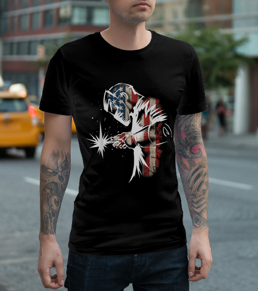 Welder American Flag USA Patriotic Welding Spark T-Shirt