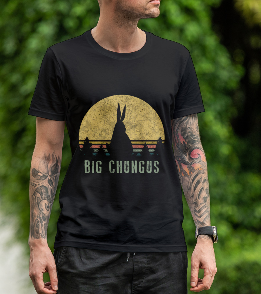 Big Chungus Vintage Sunset Silhouette Meme Video Game T-Shirt
