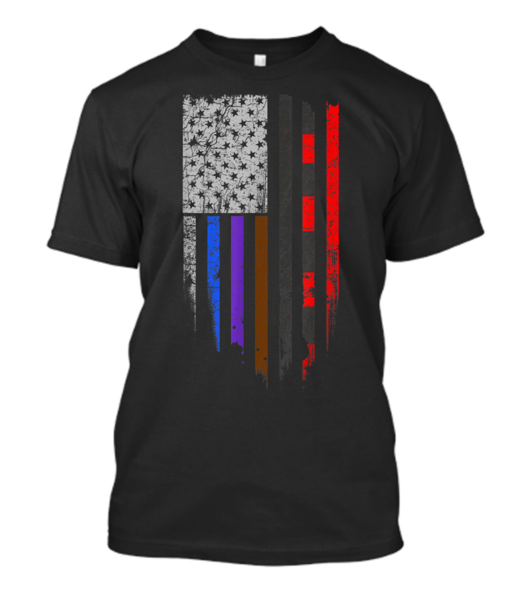 BJJ Jiu Jitsu Stars And Stripes Flag With Belt Colors T-Shirt