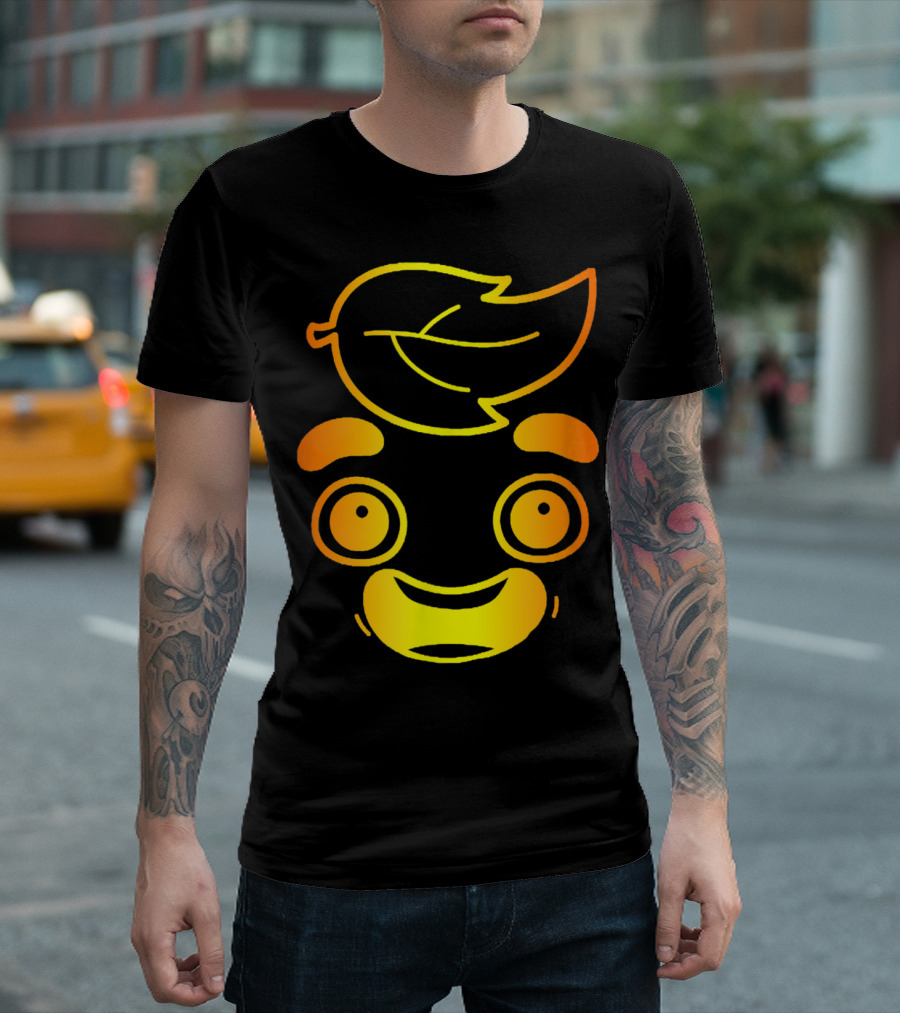 Guava Juice Lovers Gold Face Youth Adults Smiling Leaf Head T-Shirt