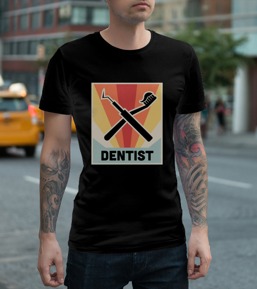 Vintage Dentist Dental Picks Icon Retro T-Shirt