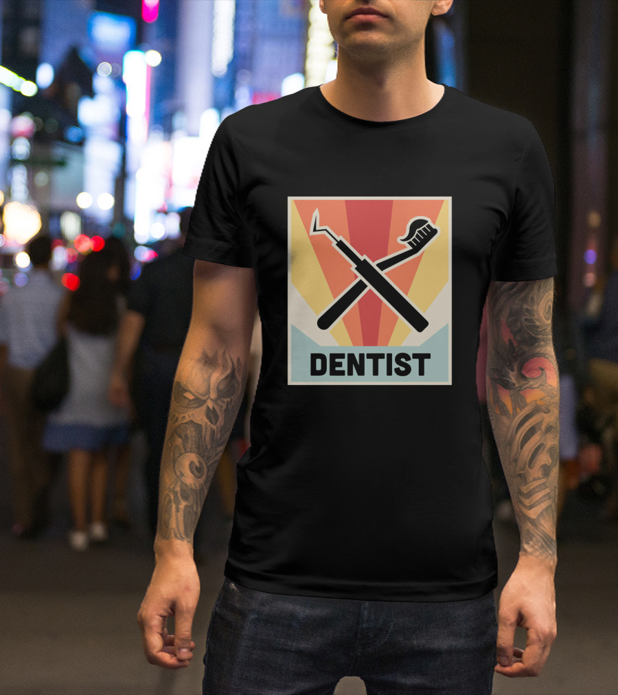 Vintage Dentist Dental Picks Icon Retro T-Shirt