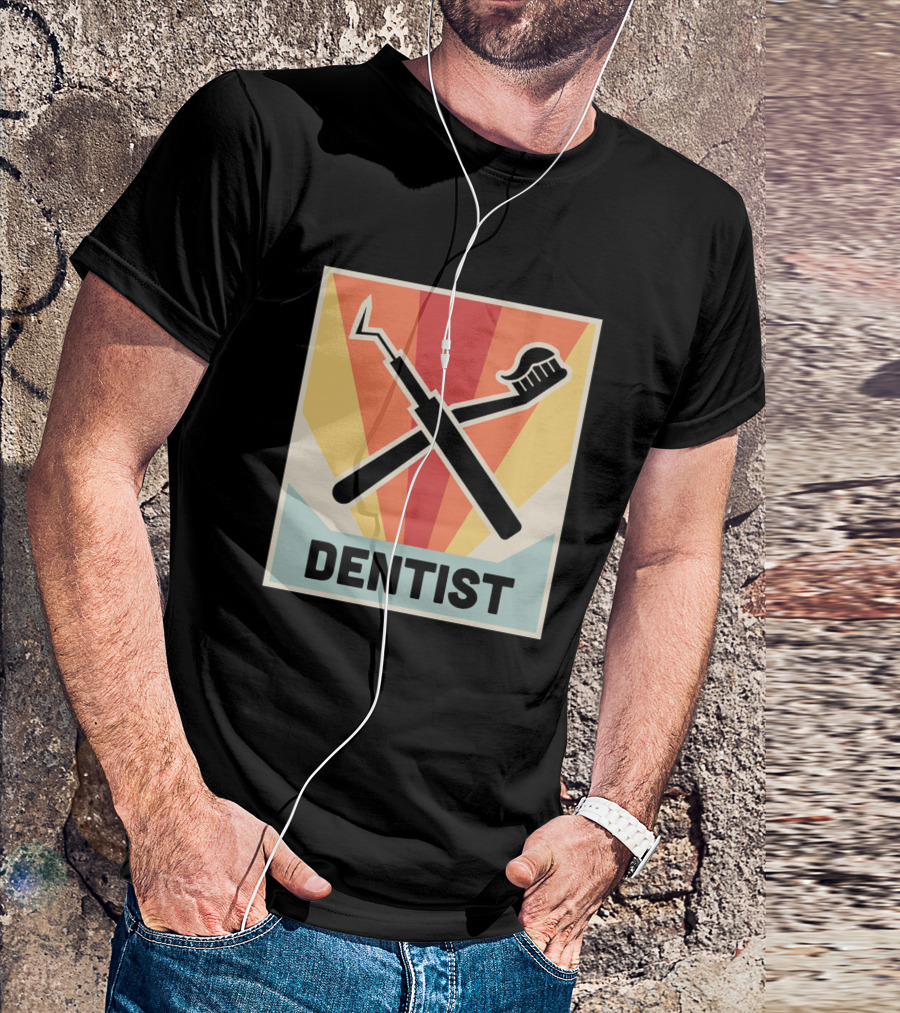 Vintage Dentist Dental Picks Icon Retro T-Shirt