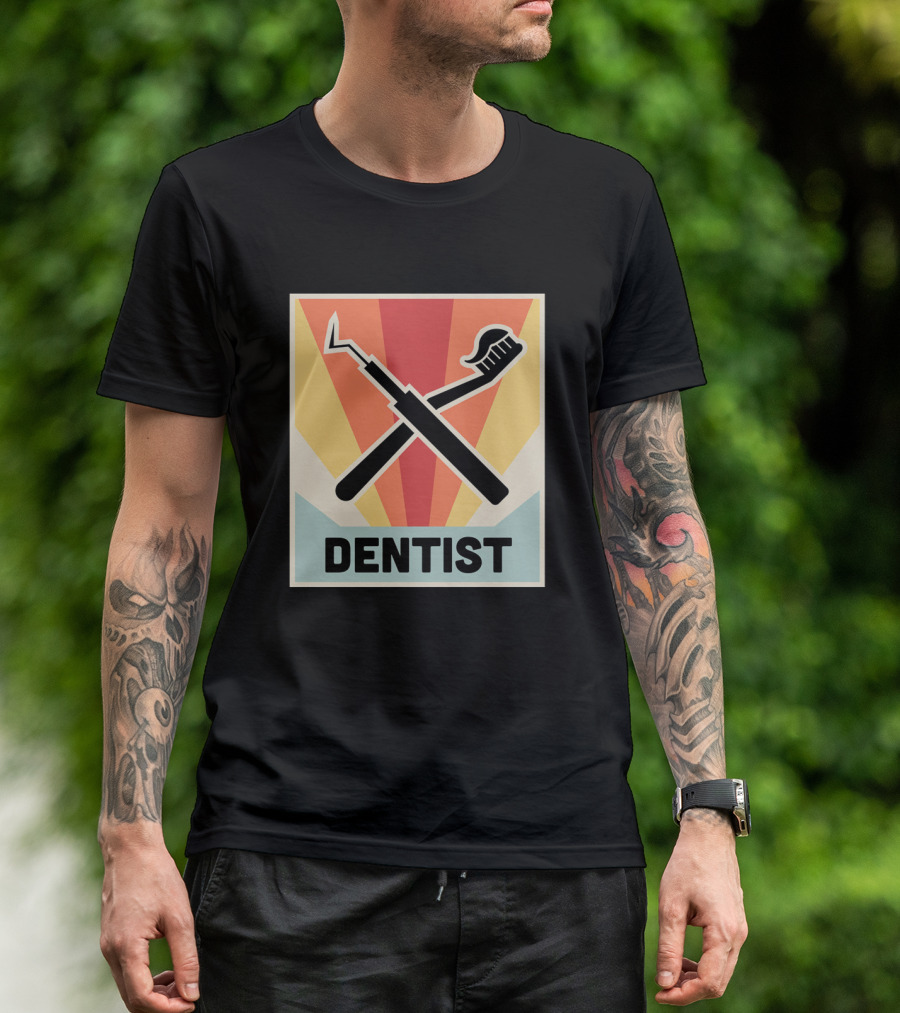 Vintage Dentist Dental Picks Icon Retro T-Shirt