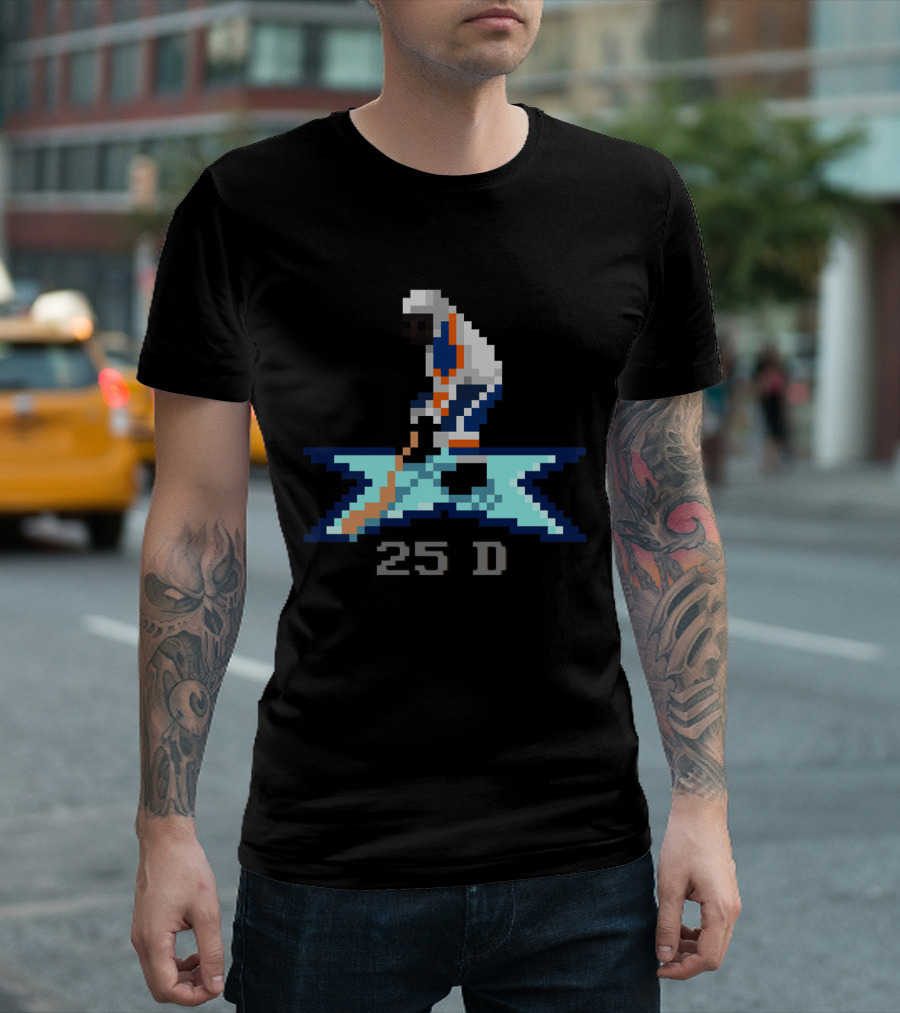 16 Bit Hockey Player 25 D Retro Pixel T-Shirt
