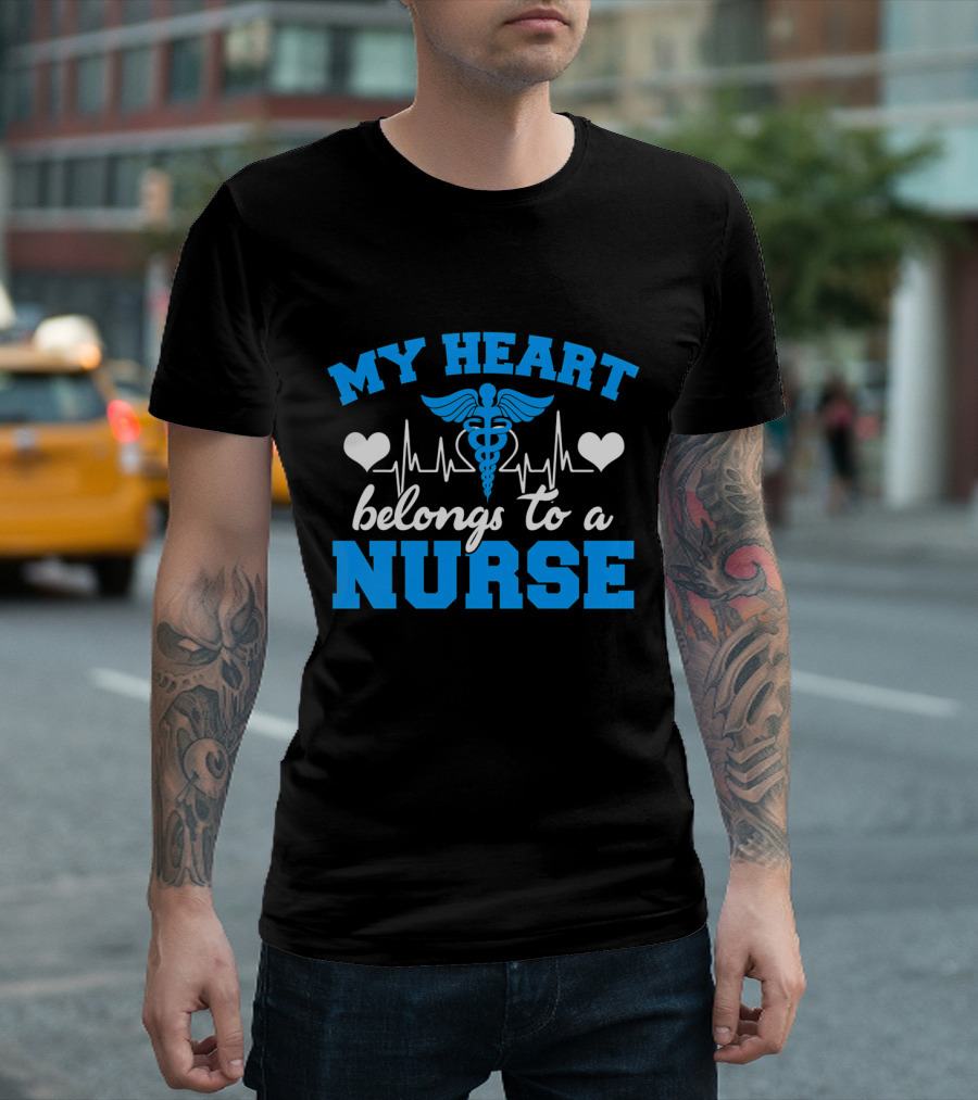 My Heart Belongs To A Nurse Cadence And Heartbeat Iconography T-Shirt
