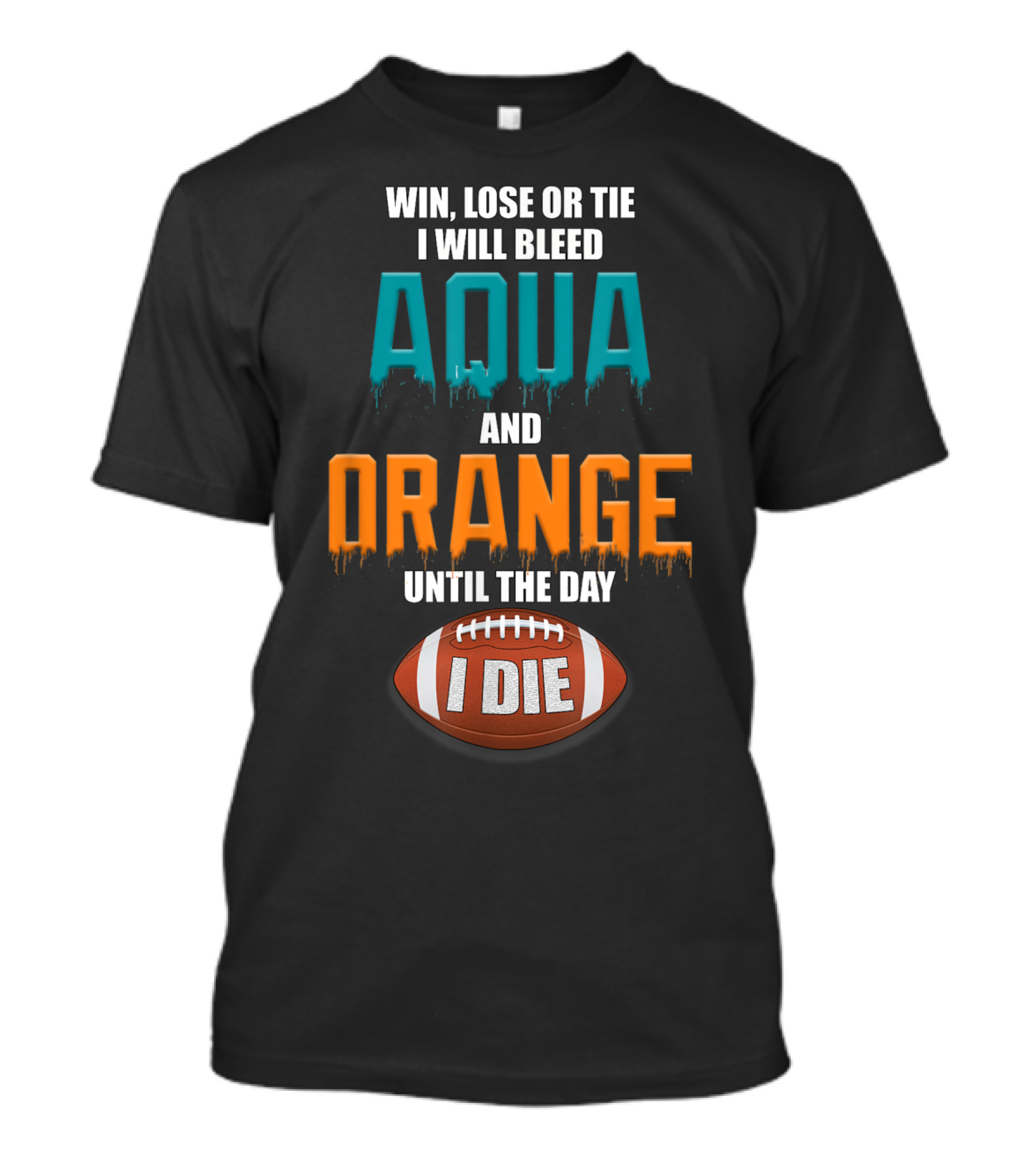 Gulf Shores Apparel Miami Football Win Lose Or Tie I Bleed Aqua And Orange Limited Ed T-Shirt