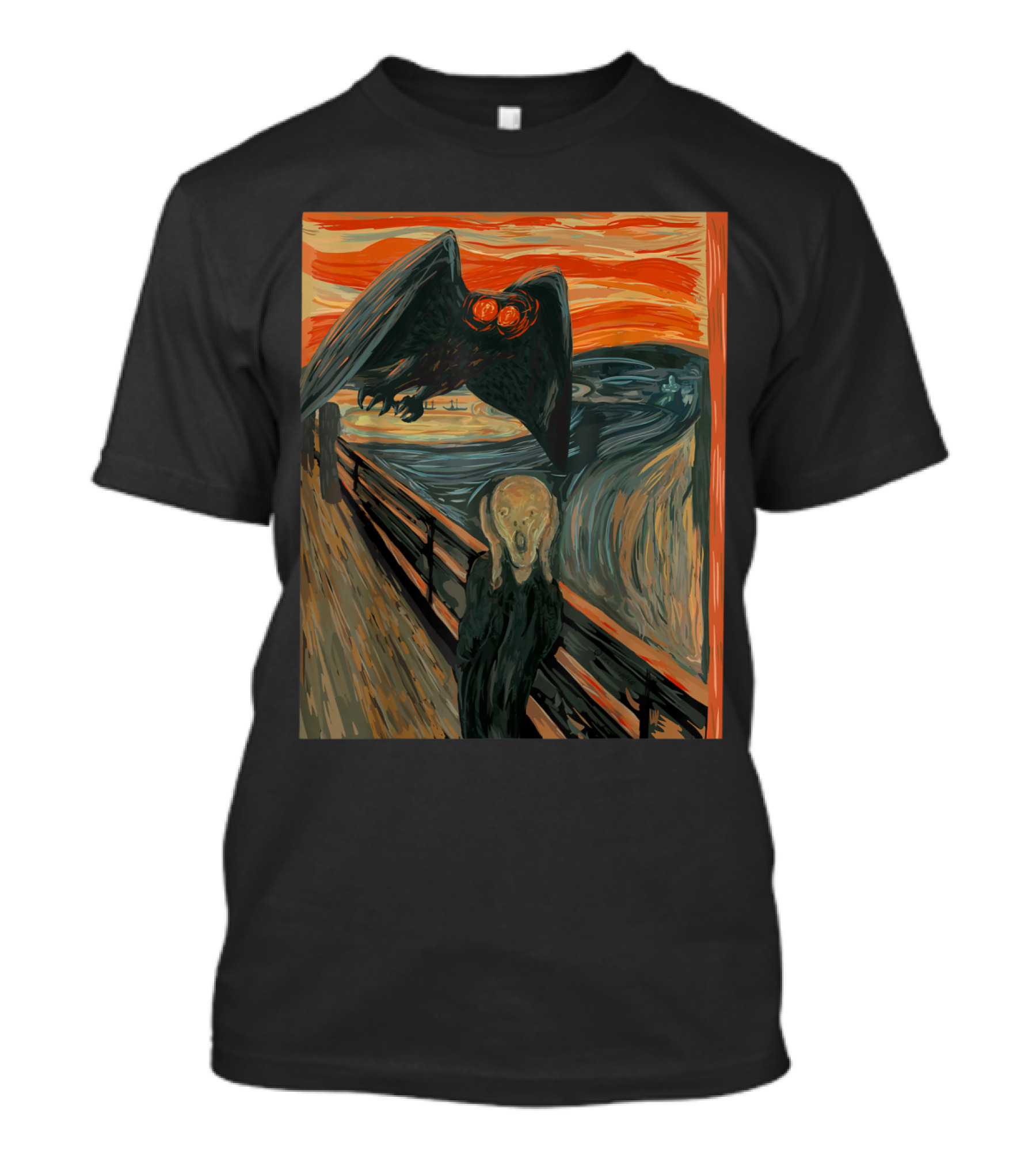 Mothman Scream West Virginia Cryptid Iconic Art Fusion T-Shirt