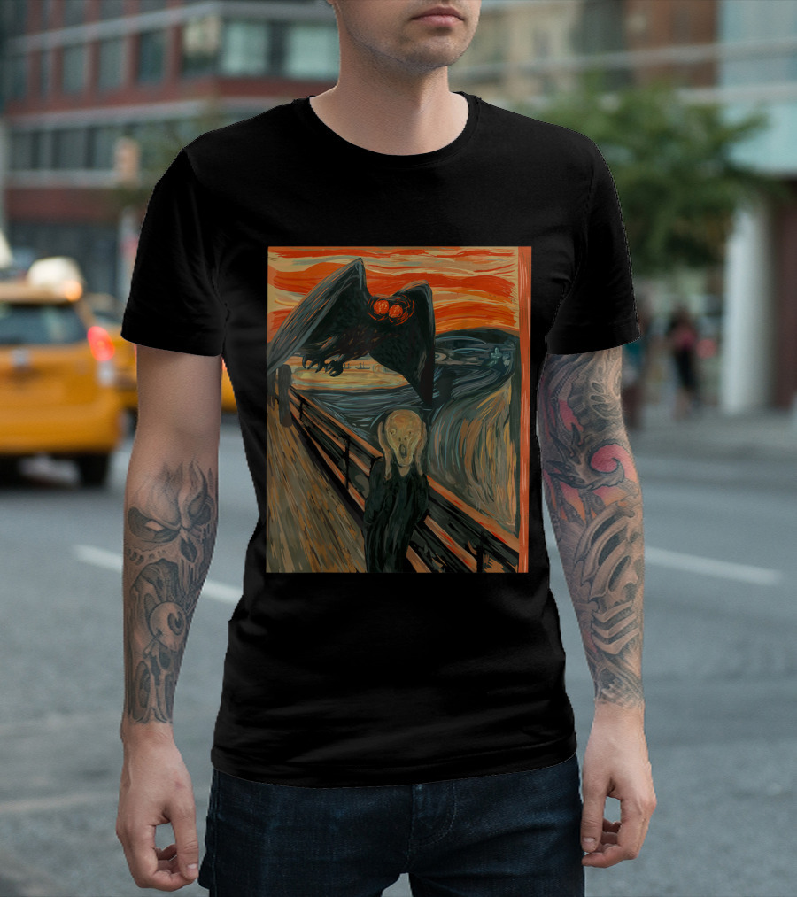 Mothman Scream West Virginia Cryptid Iconic Art Fusion T-Shirt