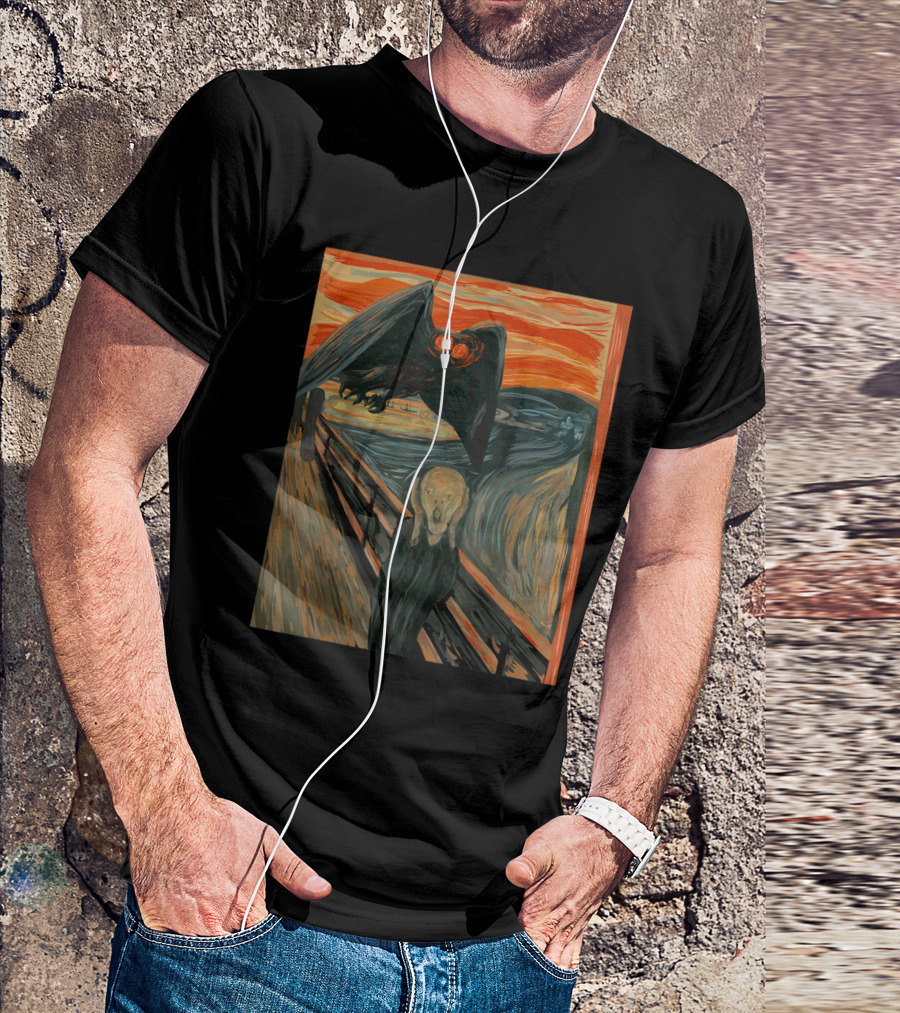 Mothman Scream West Virginia Cryptid Iconic Art Fusion T-Shirt