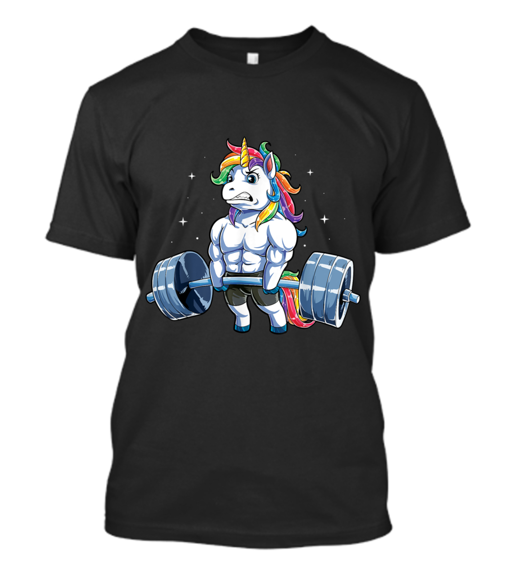 Unicorn Weightlifting Deadlift Fitness Gym Rainbow Muscles T-Shirt