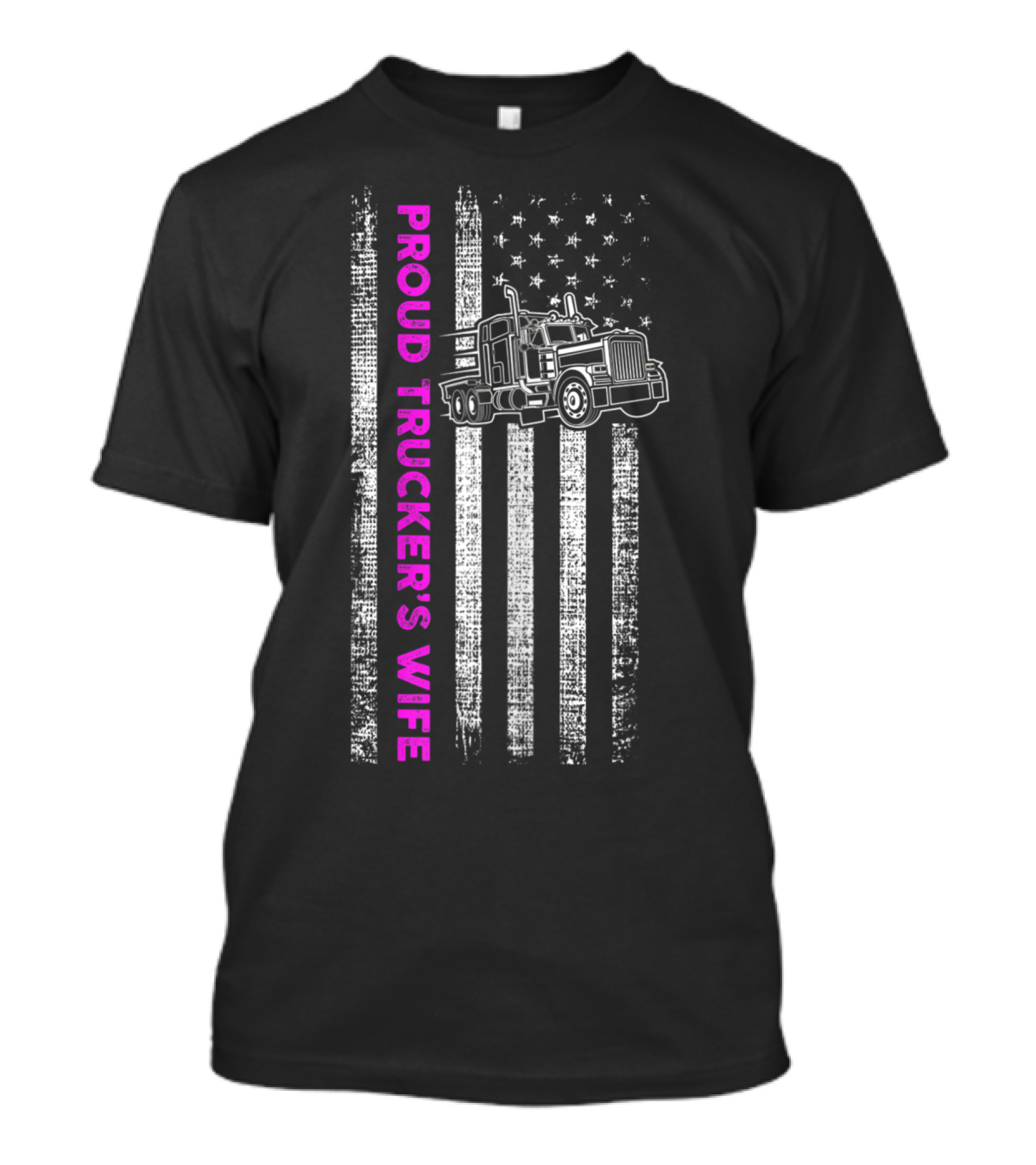 Proud Trucker's Wife American Flag Truck Driver T-Shirt