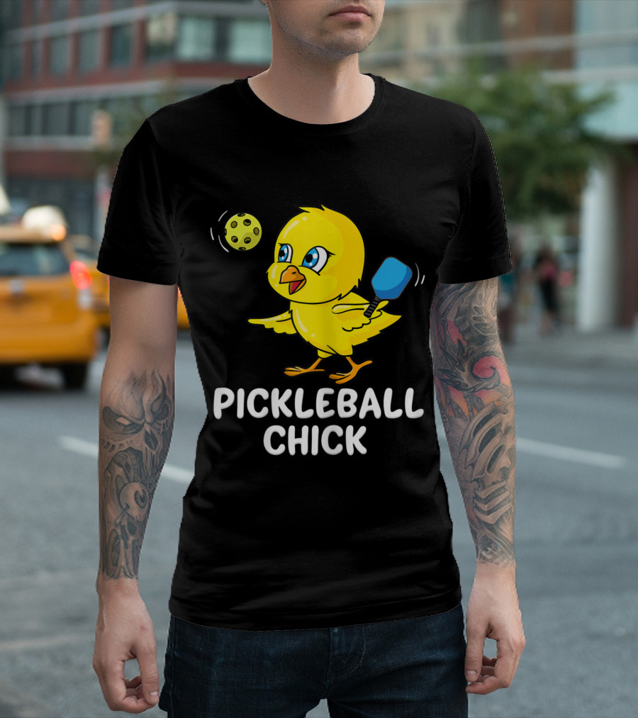 Pickleball Chick Funny Pickleball Girls with Cute Cartoon Chick and Paddle T-Shirt