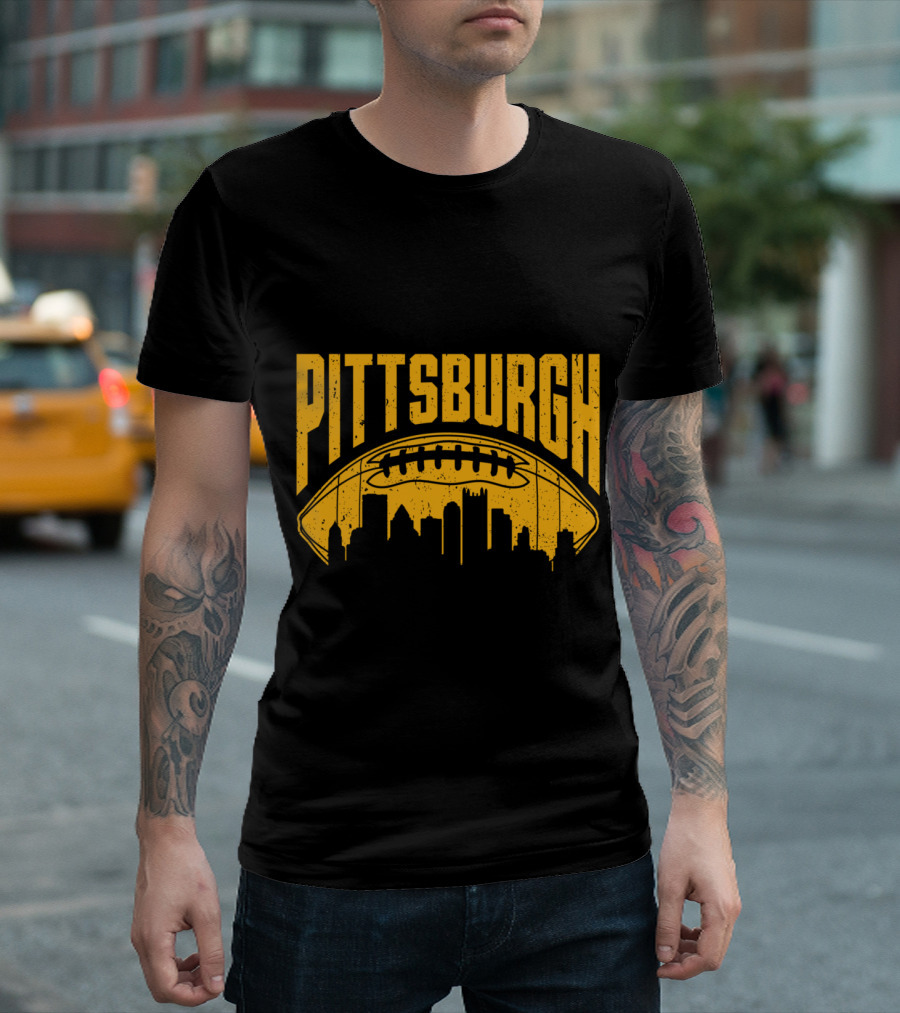 Pittsburgh Football Vintage Cityspace Steel City Skyline T-Shirt