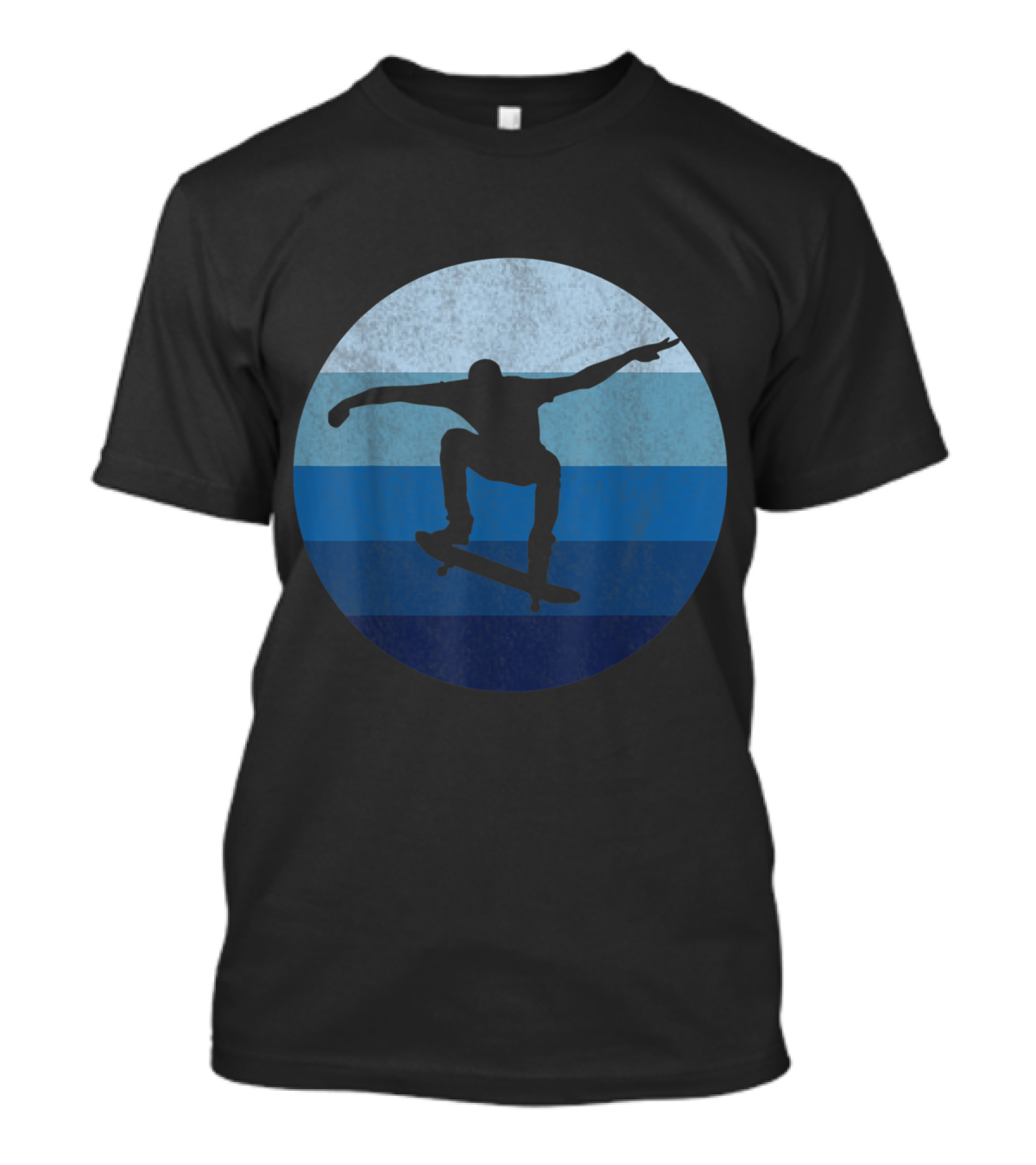 Skateboarding Skateboard Skateboarder Silhouette Blue Circle T-Shirt