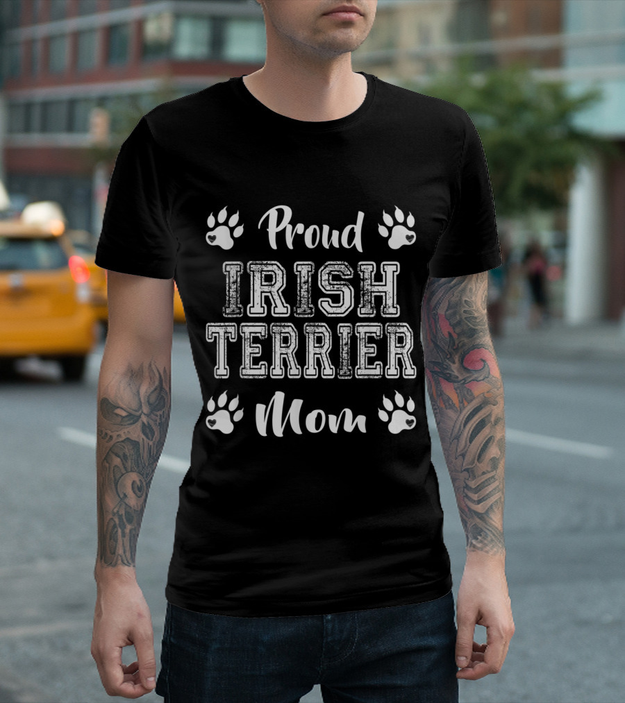 Proud Irish Terrier Mom Paw Lovers T-Shirt