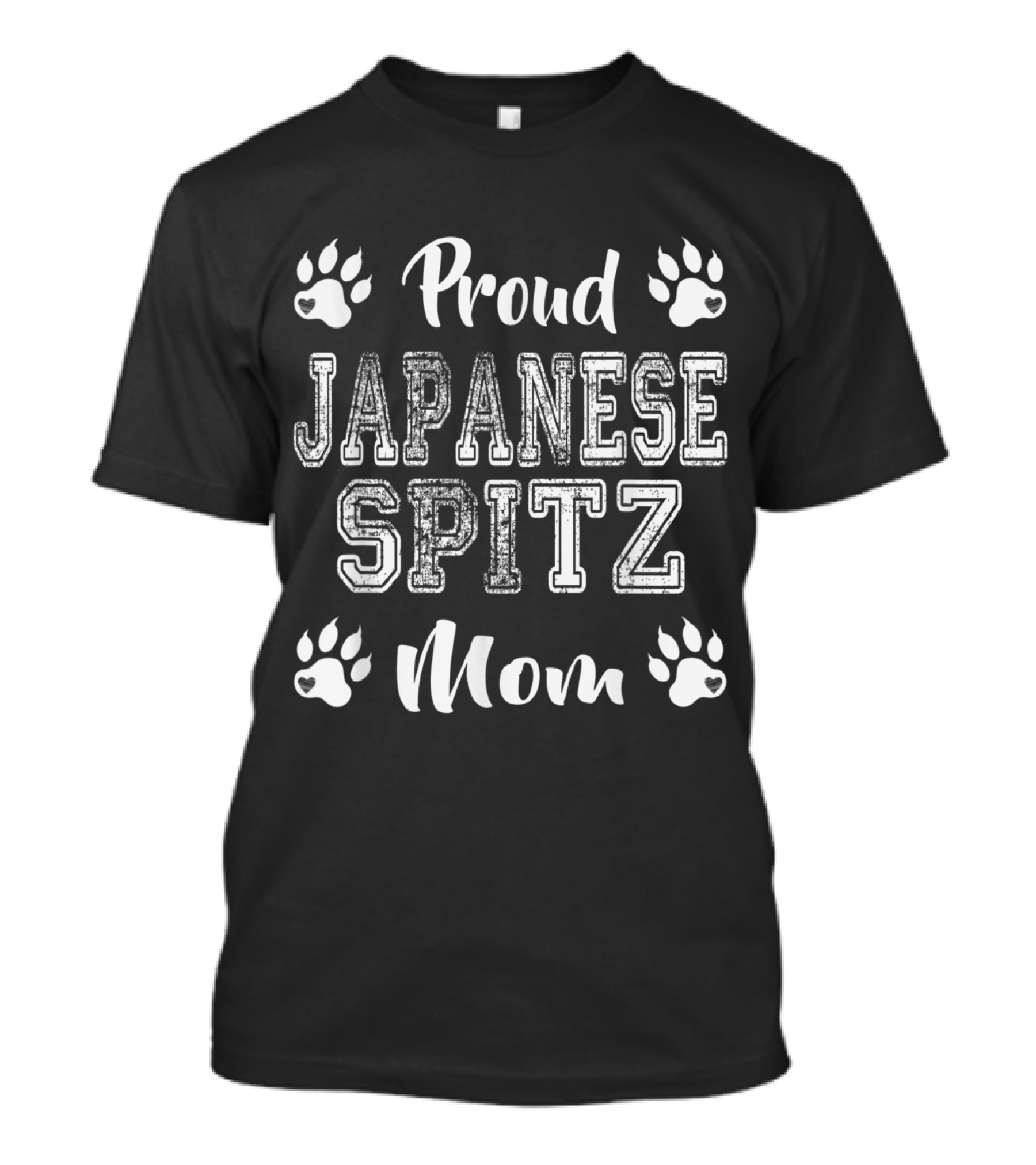 Proud Japanese Spitz Mom Pawprints Family Friends T-Shirt