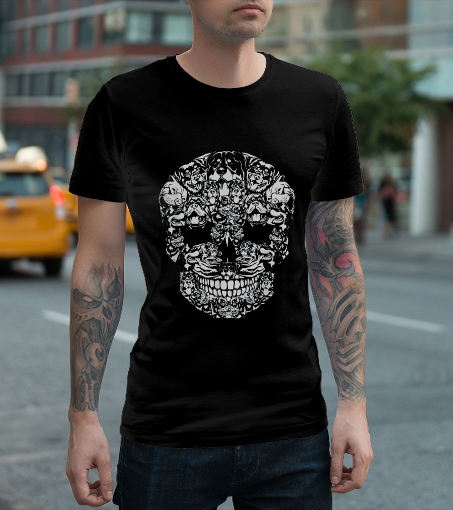 Skull Formed by Rottweiler Dog Faces T-Shirt
