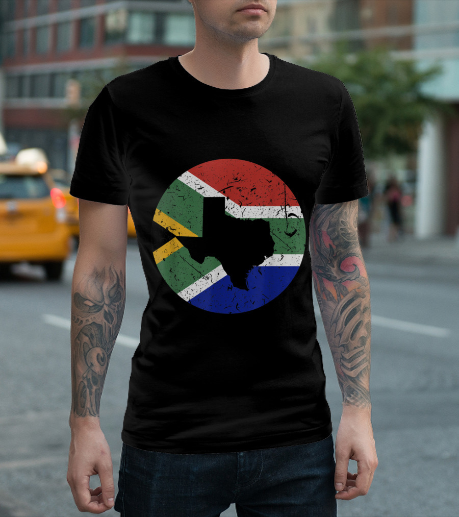 Proud Texan African Heritage Texas South Africa Flag T-Shirt