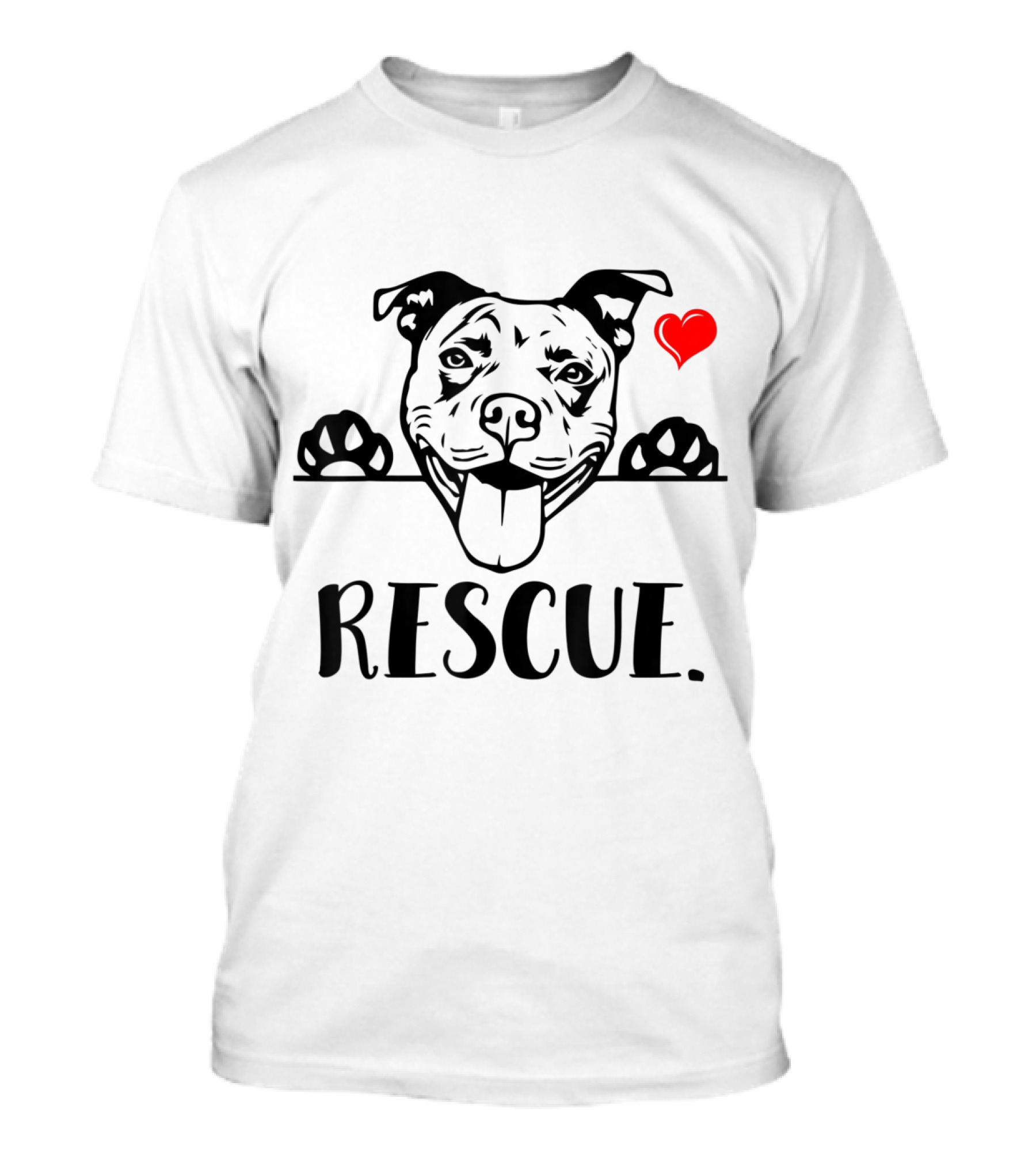 Rescue Pitbull Lovers Owners With Heart And Paw Prints T-Shirt