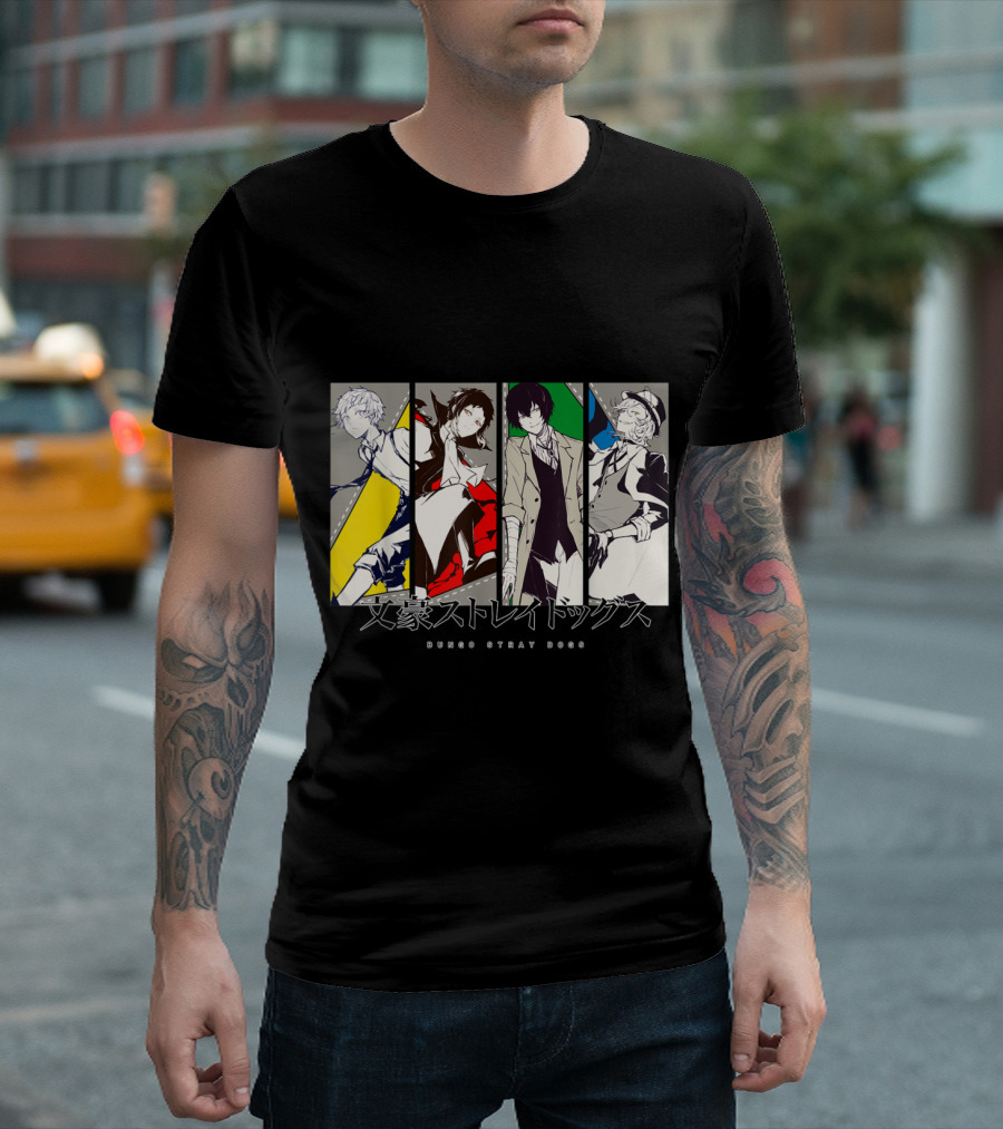 Bungo Stray Dogs Classic Characters Vertical Strips T-Shirt
