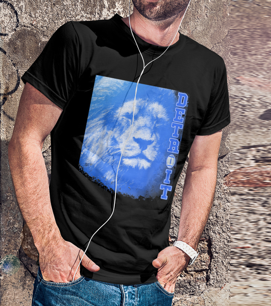 Detroit Vintage Football Blue Lion Roar T-Shirt