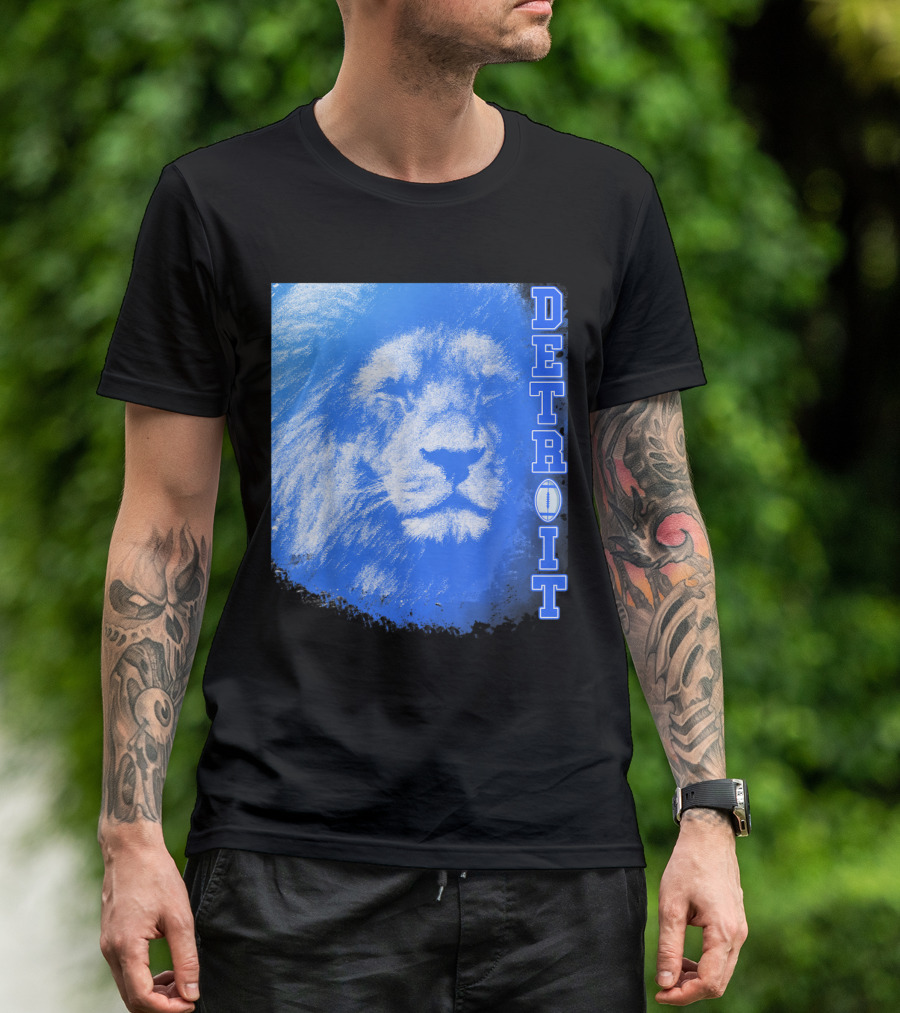Detroit Vintage Football Blue Lion Roar T-Shirt