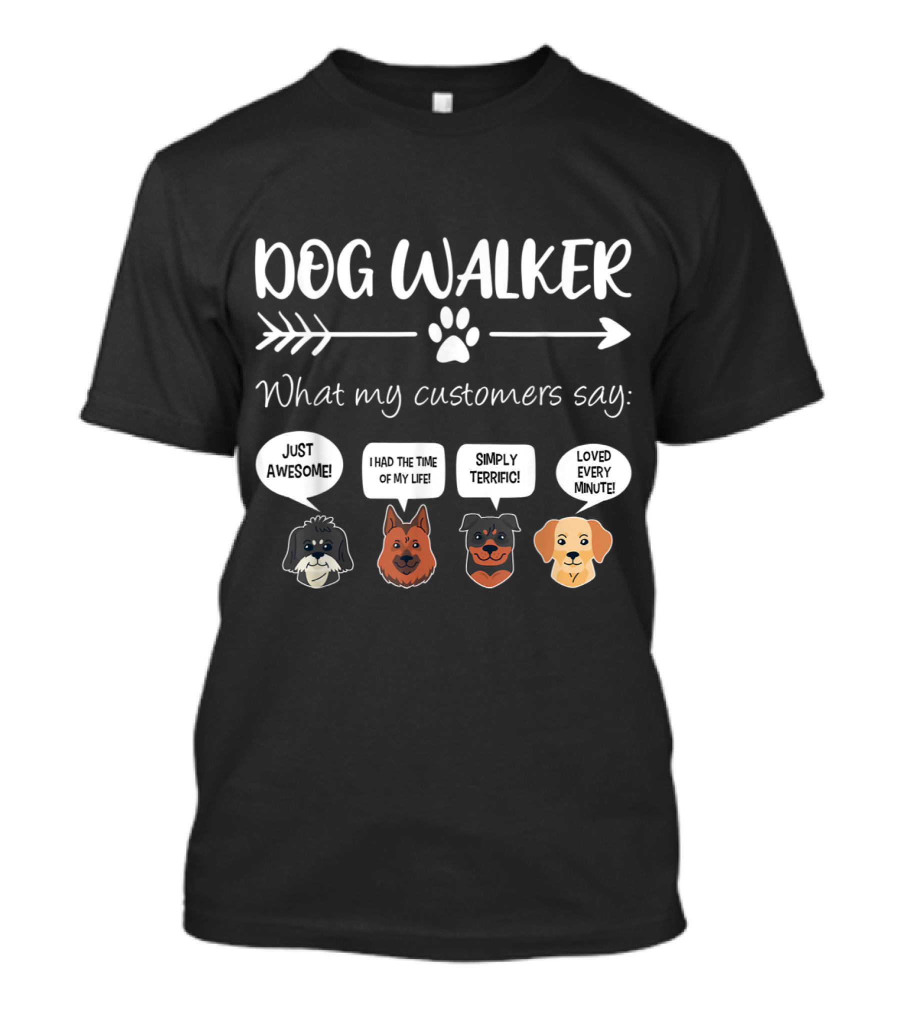 Dog Walker What My Customers Say Just Awesome I Had The Time Of My Life Simply Terrific Loved Every Minute T-Shirt
