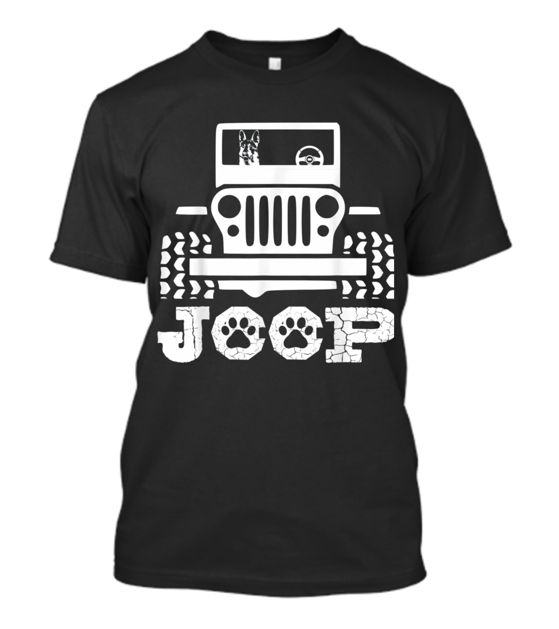 German Shepherd In Jeep Paw Prints T-Shirt