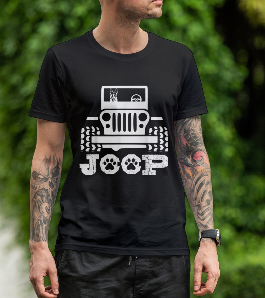 German Shepherd In Jeep Paw Prints T-Shirt
