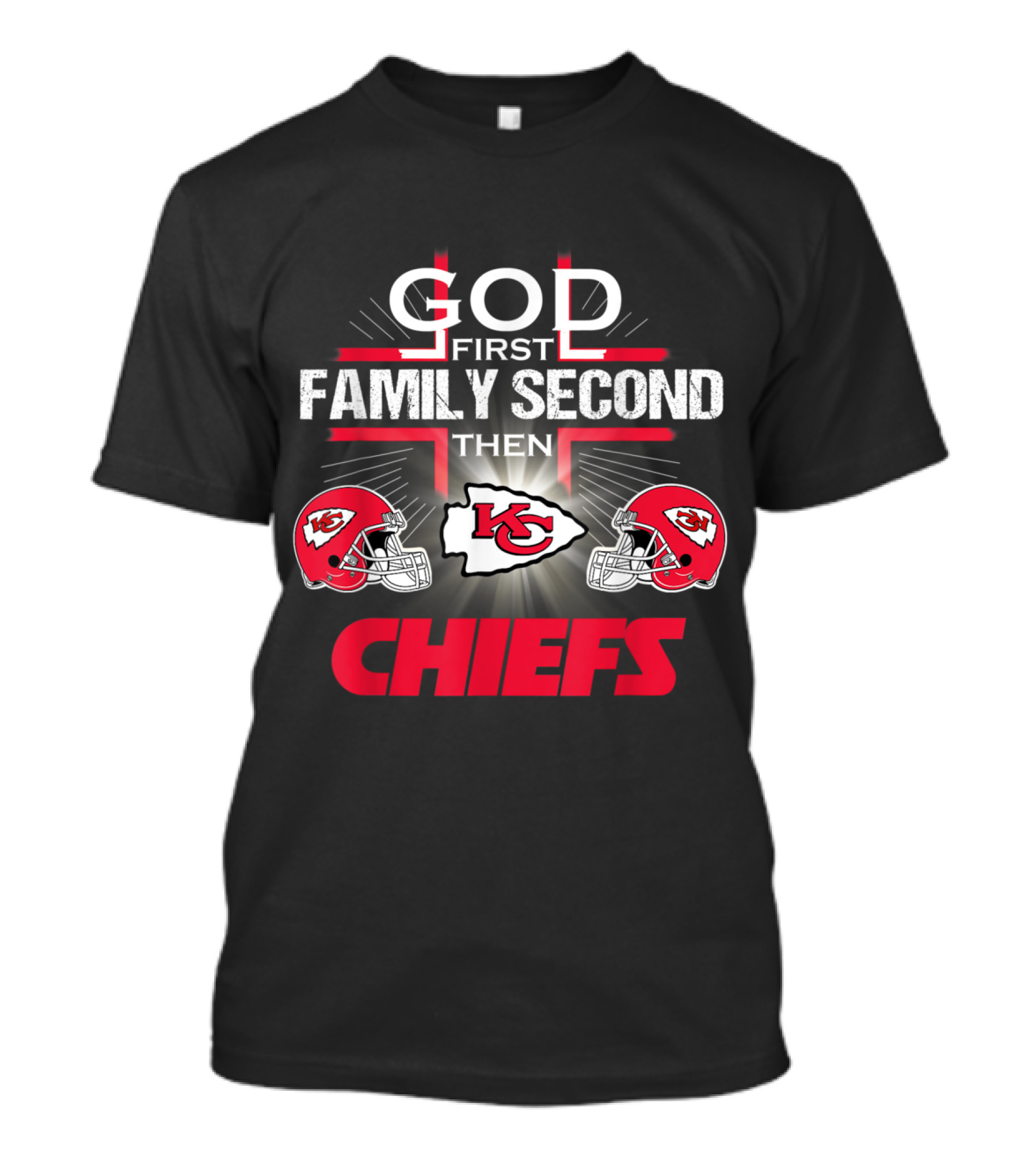 God First Family Second Then Kansas City Chiefs Football Helmets Iconic T-Shirt