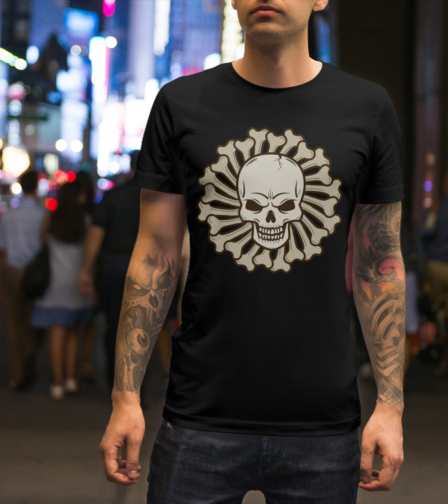 Angry Skull With Bone Radiance T-Shirt