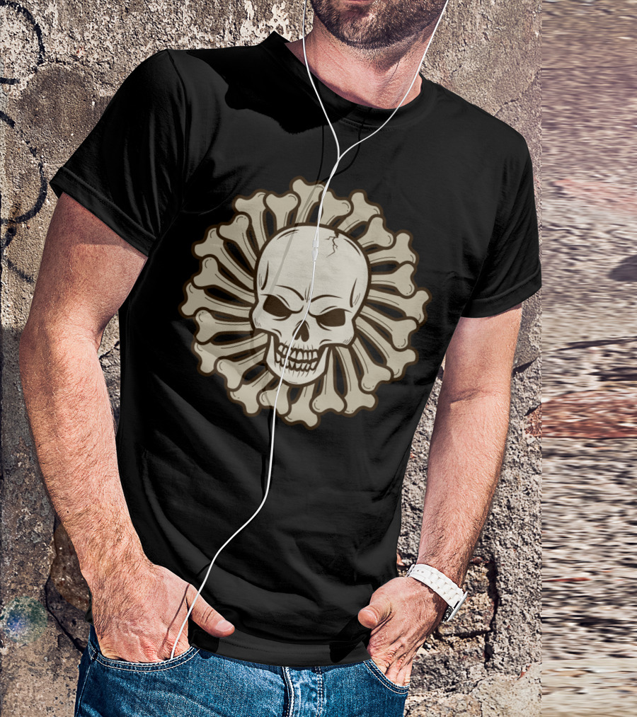 Angry Skull With Bone Radiance T-Shirt