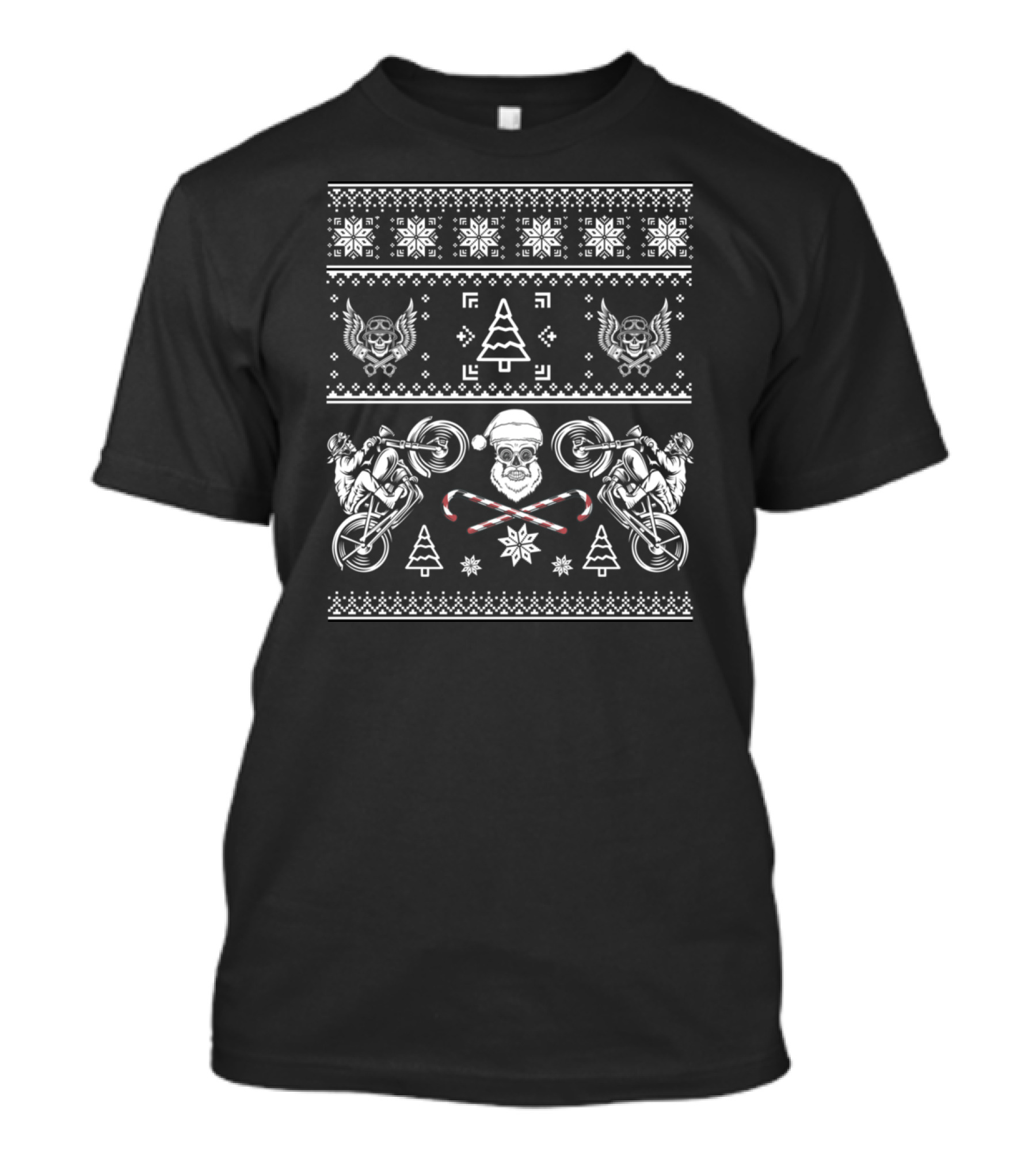 Santa Biker Ugly Christmas Sweater Motorcycle Holiday T-Shirt
