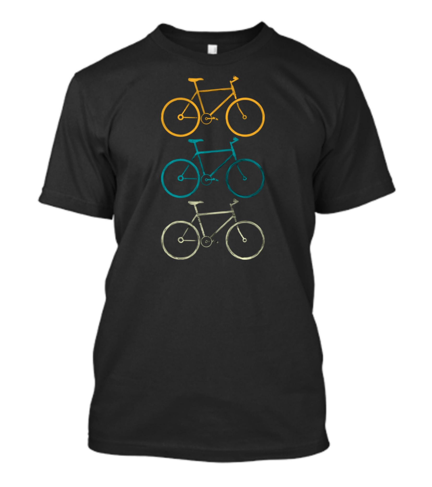 Bikes Trio Yellow Teal Gray T-Shirt