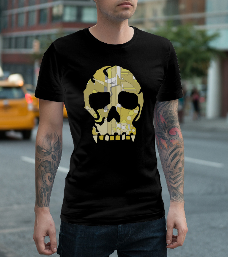 Gold Skull Abstract Geometric T-Shirt