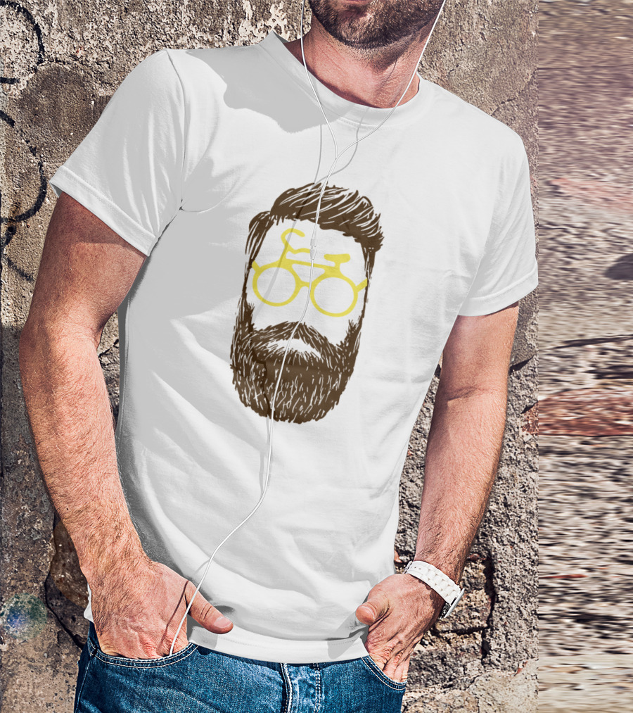 Hipster Biker Beard Glasses Bicycle T-Shirt
