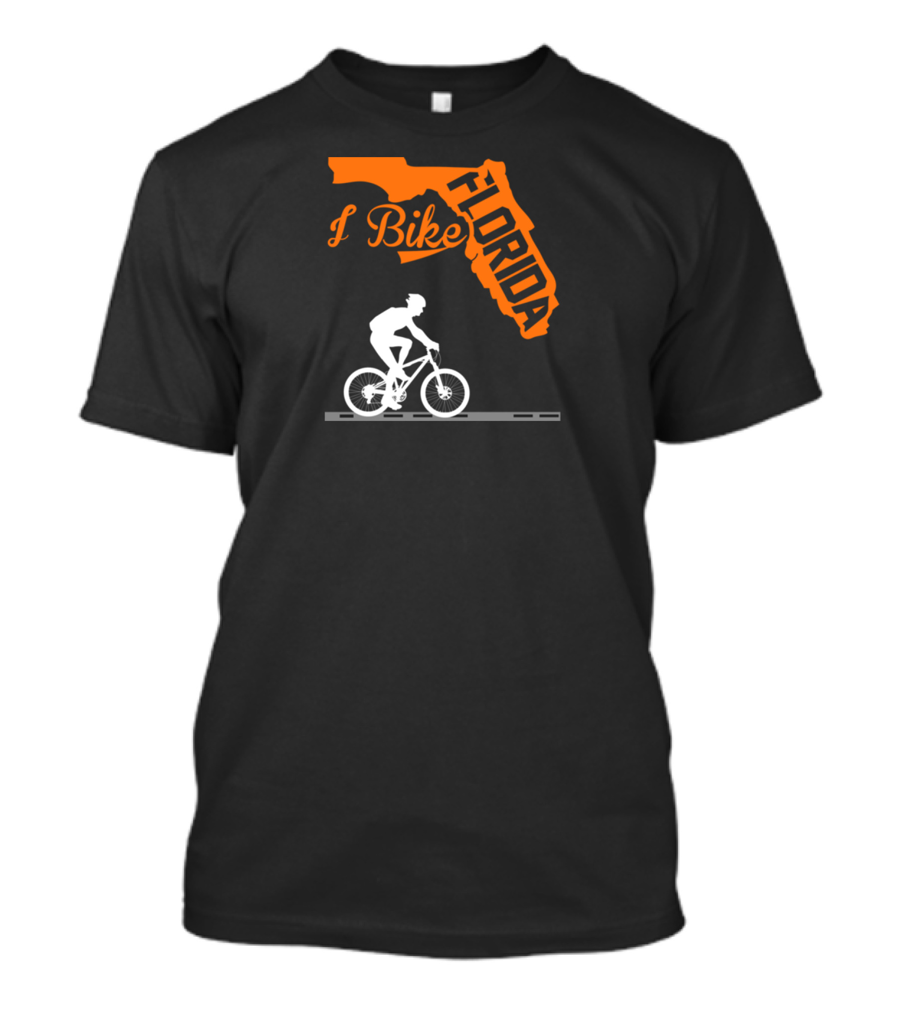 I Bike Florida Bicycle Silhouette And Orange State Outline T-Shirt