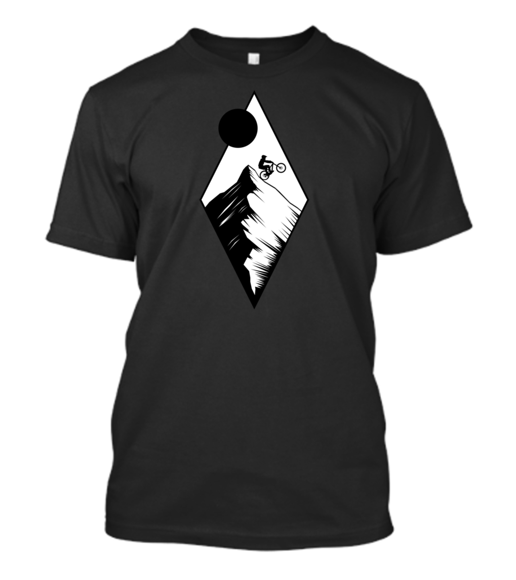 MTB Black Sun Mountain Biking Adventure Emblem T-Shirt