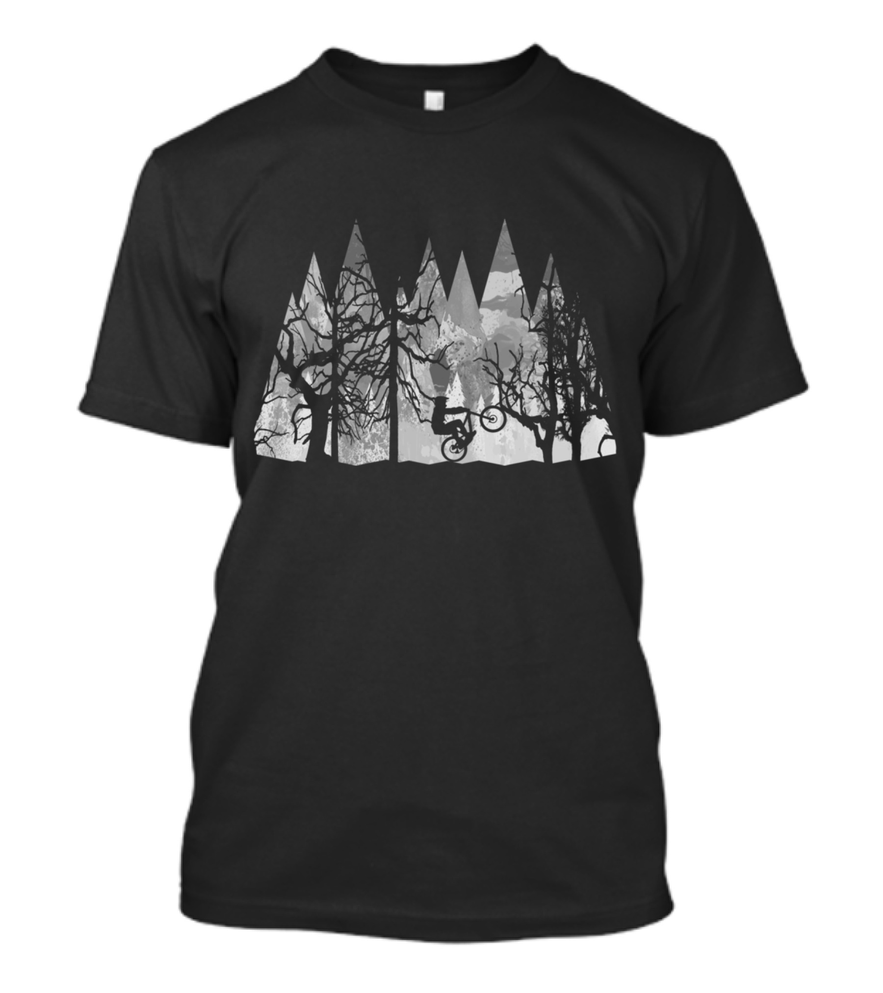 MTB Black Trees Mountain Biking Forest T-Shirt