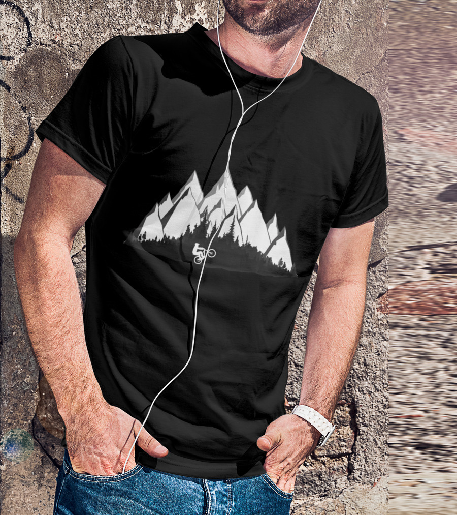 MTB Biking Adventure In Mountain Forest Landscape T-Shirt