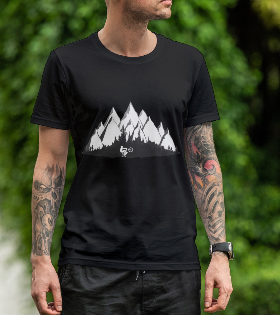 MTB Biking Adventure In Mountain Forest Landscape T-Shirt